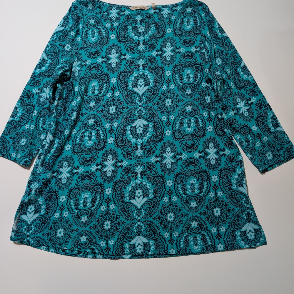 Soft Surroundings Teal and Black Tunic